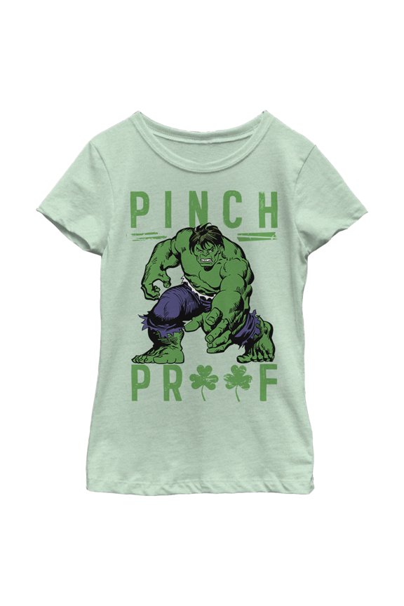 Girl's Marvel St. Patrick's Day Hulk Pinch Proof Graphic Tee Mint X Small