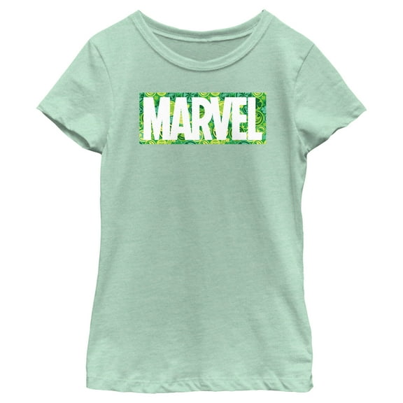 Girl's Marvel St. Patrick's Day Logo  Graphic Tee Mint Large