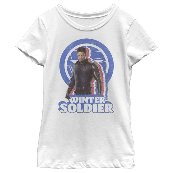 Girl's Marvel The Falcon and the Winter Soldier Retro Bucky Graphic Tee White Large