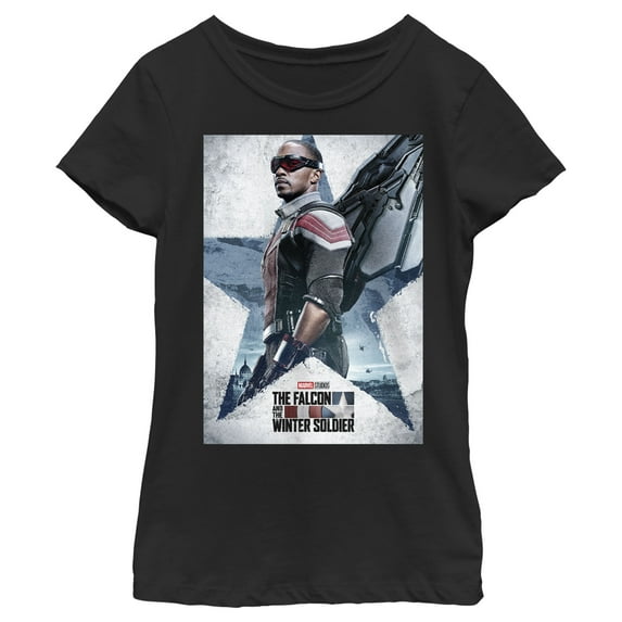 Girl's Marvel The Falcon and the Winter Soldier Sam Poster Graphic Tee Black X Large