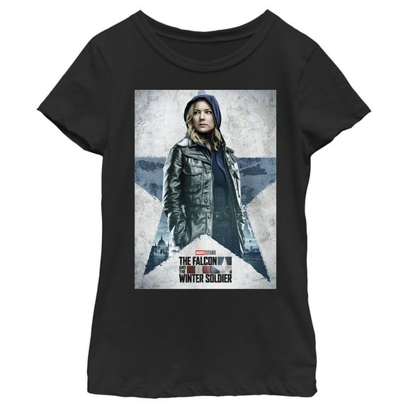 Girl's Marvel The Falcon and the Winter Soldier Sharon Carter Poster  Graphic Tee Black X Small