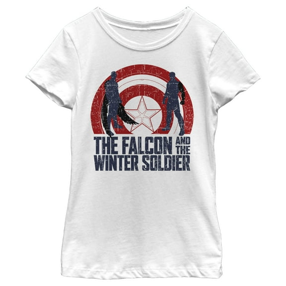 Girl's Marvel The Falcon and the Winter Soldier Silhouette Logo  Graphic Tee White Small