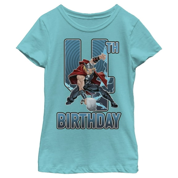 Girl's Marvel Thor Hammer 4th Birthday  Graphic T-Shirt