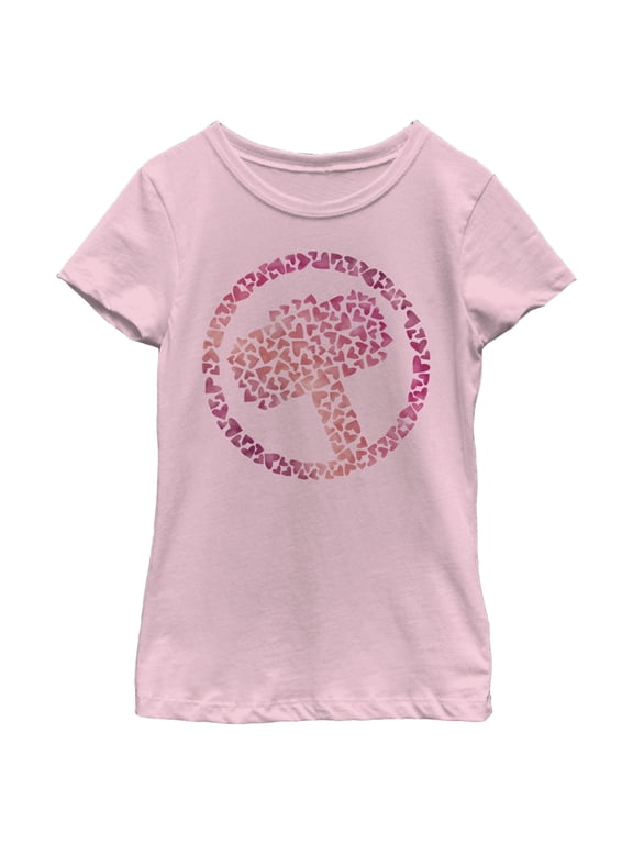 Girl's Marvel Thor Heart Hammer Graphic Tee Light Pink Large