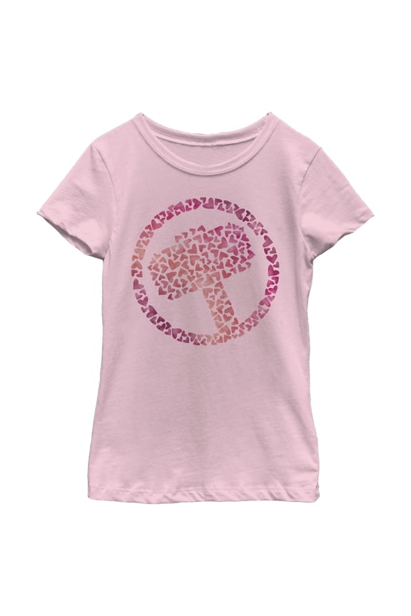 Girl's Marvel Thor Heart Hammer Graphic Tee Light Pink X Large