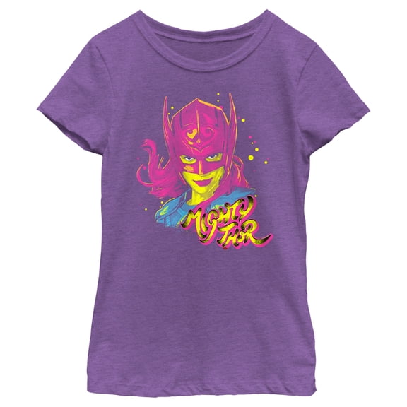 Girl's Marvel: Thor: Love and Thunder Jane Foster Pink Portrait Graphic Tee Purple Berry Large