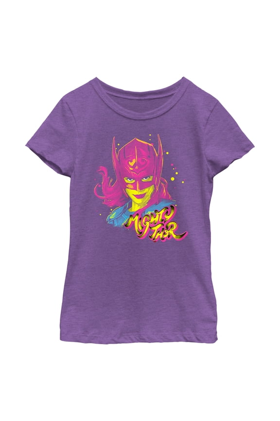 Girl's Marvel: Thor: Love and Thunder Jane Foster Pink Portrait Graphic Tee Purple Berry Medium