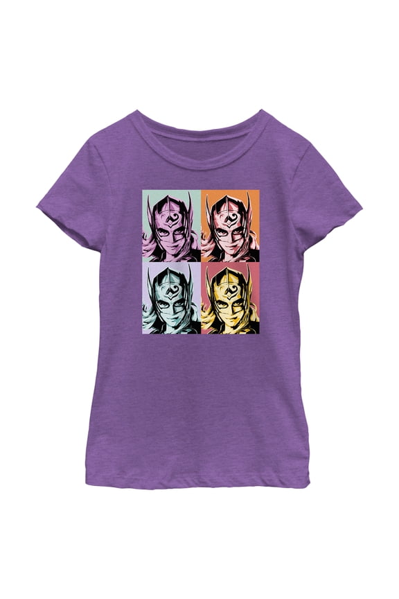 Girl's Marvel: Thor: Love and Thunder Jane Poster Pop Art Graphic Tee Purple Berry Medium