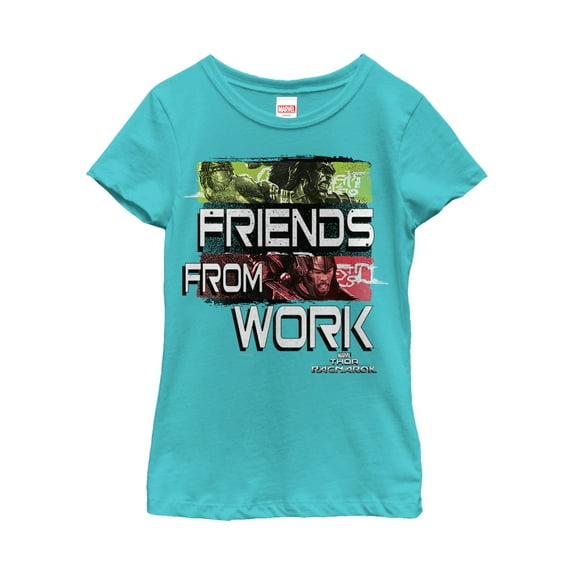 Girl's Marvel Thor: Ragnarok Friend From Work Graphic Tee Tahiti Blue Medium