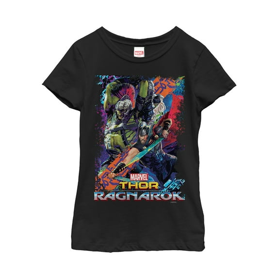Girl's Marvel Thor: Ragnarok Hulk Color Frame Graphic Tee Black Large