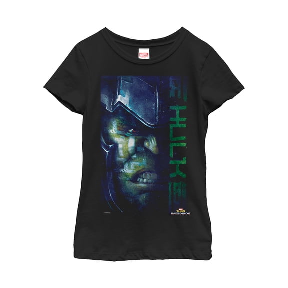 Girl's Marvel Thor: Ragnarok Hulk Face Graphic Tee Black X Large