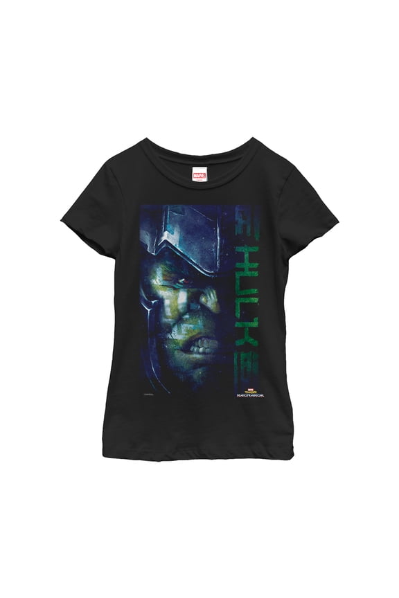 Girl's Marvel Thor: Ragnarok Hulk Face Graphic Tee Black X Small