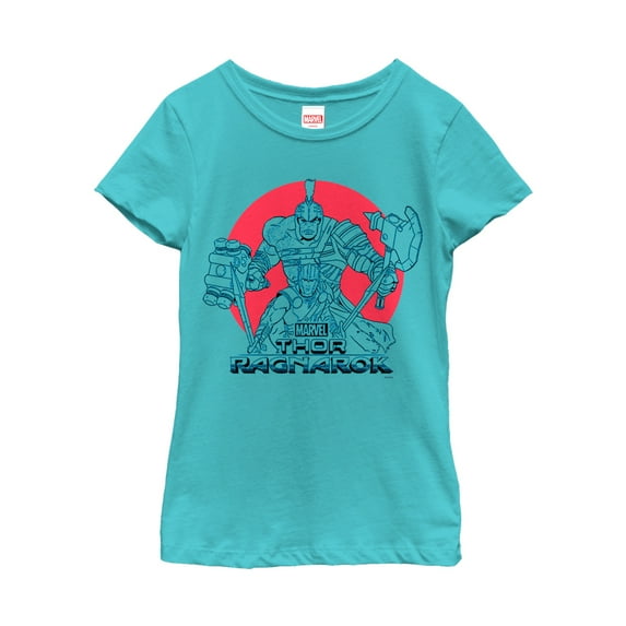 Girl's Marvel Thor: Ragnarok Hulk Sunset Graphic Tee Tahiti Blue Small