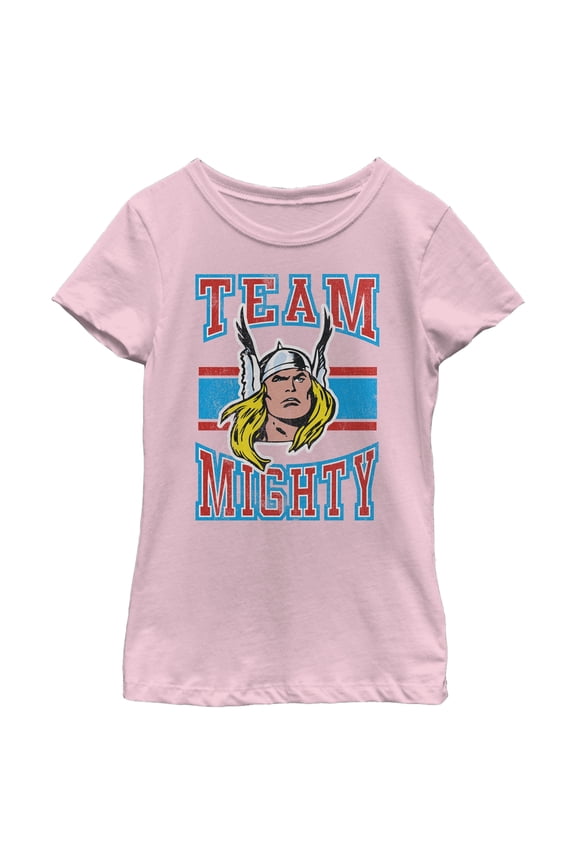 Girl's Marvel Thor Team Mighty  Graphic Tee Light Pink Large