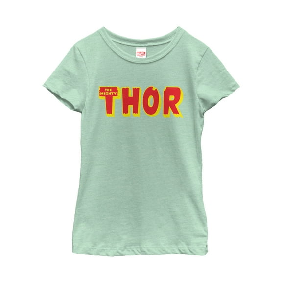 Girl's Marvel Thor Text Logo  Graphic Tee Mint Small
