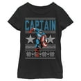 thumbnail image 1 of Girl's Marvel Ugly Christmas Captain America Star  Graphic Tee Black Large, 1 of 3