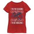 thumbnail image 1 of Girl's Marvel Ugly Christmas Spider-Man Season Graphic Tee Red Large, 1 of 4
