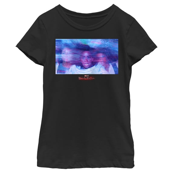 Girl's Marvel WandaVision Monica Rambeau Energy Graphic Tee Black Large