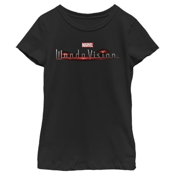 Girl's Marvel WandaVision Official Logo  Graphic Tee Black Medium