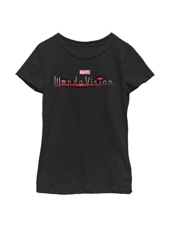 Girl's Marvel WandaVision Official Logo Graphic Tee Black Small