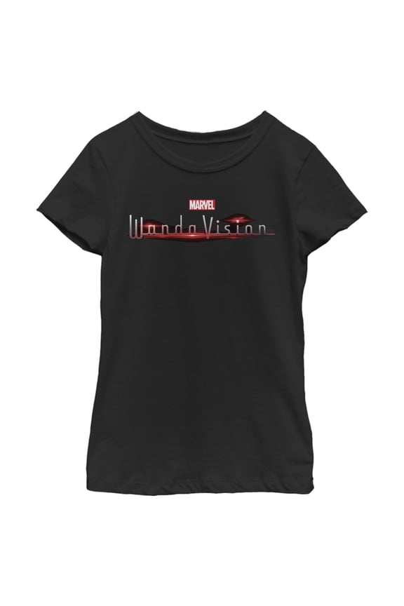 Girl's Marvel WandaVision Official Logo Graphic Tee Black Small