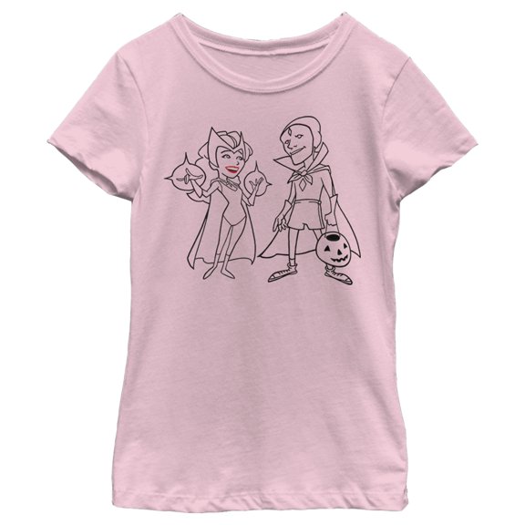 Girl's Marvel WandaVision Outline Sketch  Graphic Tee Light Pink X Small