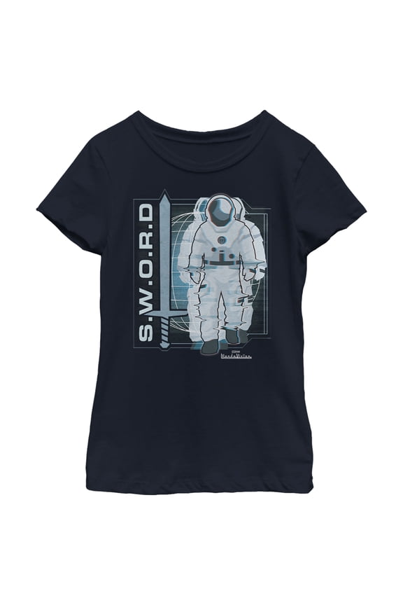 Girl's Marvel WandaVision S.W.O.R.D  Graphic Tee Navy Blue Large