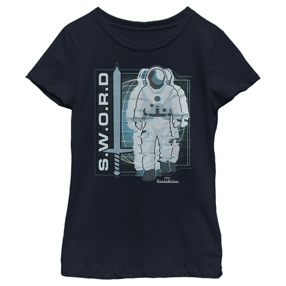 Girl's Marvel WandaVision S.W.O.R.D Graphic Tee Navy Blue Medium