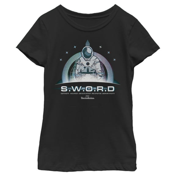 Girl's Marvel WandaVision S.W.O.R.D Logo  Graphic Tee Black X Large