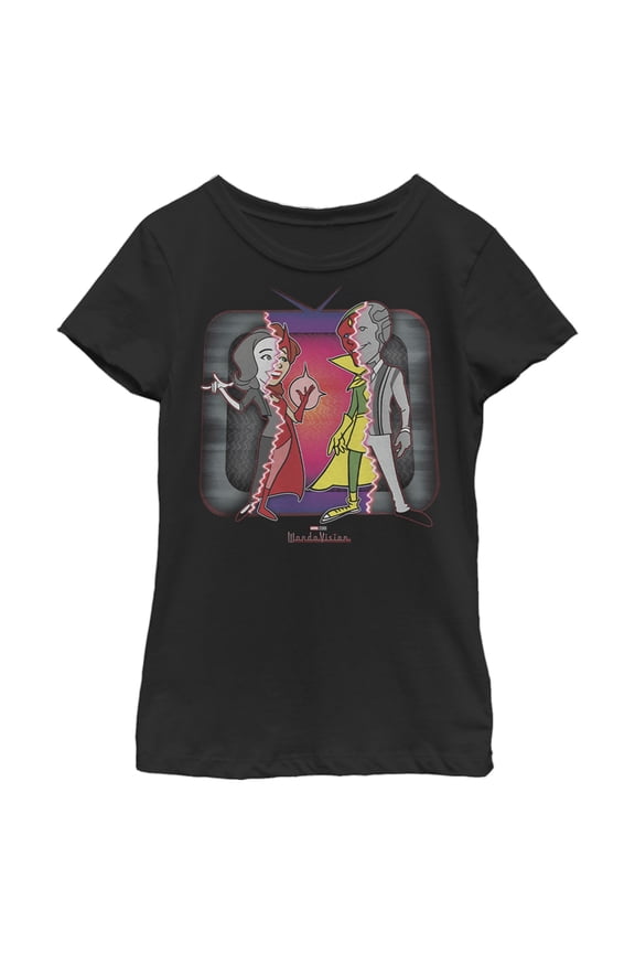 Girl's Marvel WandaVision Secret Identities  Graphic Tee Black Large