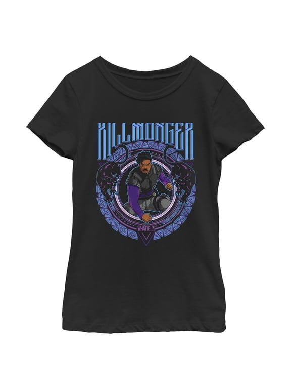 Girl's Marvel What if…? Killmonger Graphic Tee Black Medium