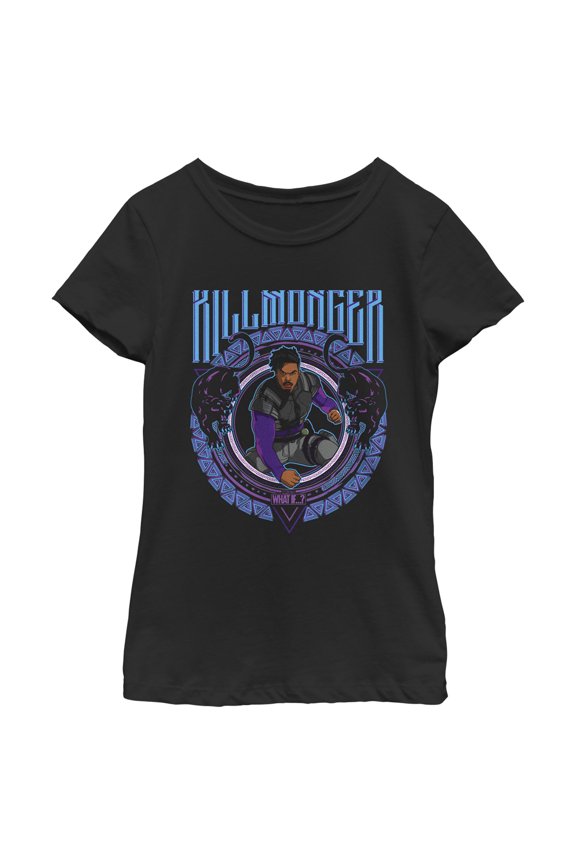 Girl's Marvel What if…? Killmonger Graphic Tee Black Small