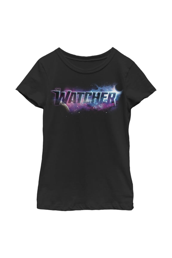 Girl's Marvel What if…? Watcher Logo Graphic Tee Black Small