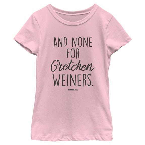Girl's Mean Girls And None for Gretchen Wieners Graphic Tee Light Pink Small