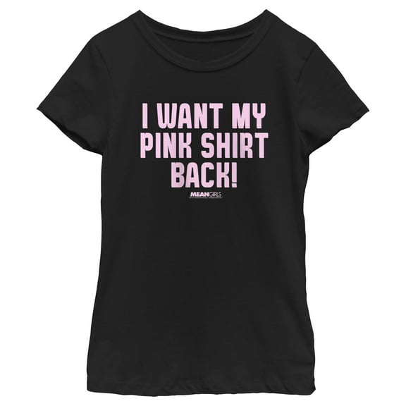 Girl's Mean Girls I Want My Pink Shirt Back Graphic Tee Black Small