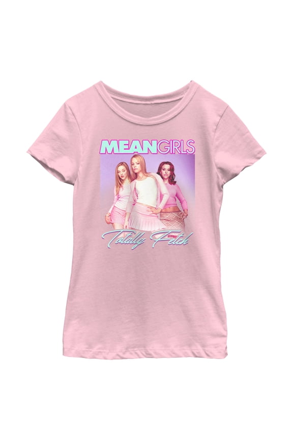 Girl's Mean Girls Totally Fetch Poster Graphic Tee Light Pink Medium