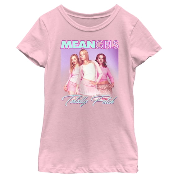 Girl's Mean Girls Totally Fetch Poster Graphic Tee Light Pink Medium