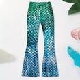 thumbnail image 1 of Girl's Mermaid Tail Leggings with Gradient Scale Printed Flared Leg Pants For Girls Playwear Soft Stretch Dance Trousers Bottom, 1 of 3