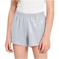 thumbnail image 1 of Girl’s Metallic Athletic Shorts Summer Sparkly Shiny Elastic Waist Shorts Fashion Loose Going out Bottoms for Kids 2-11 Years, 1 of 9