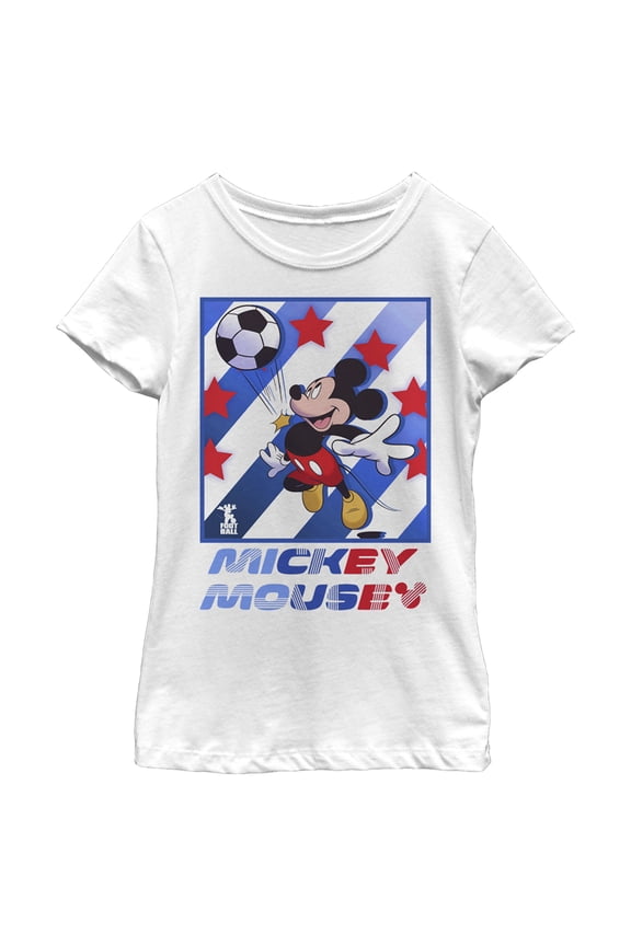Girl's Mickey & Friends All American Soccer Star Graphic Tee White X Small