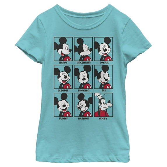 Girl's Mickey & Friends All Emotions Grid Graphic Tee Tahiti Blue X Large