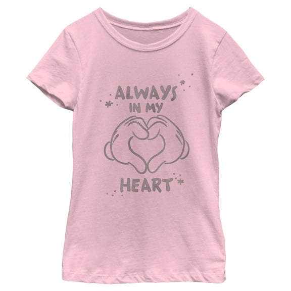 Girl's Mickey & Friends Always in My Heart  Graphic Tee Light Pink Large