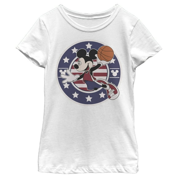 Girl's Mickey & Friends Americana Dunk Graphic Tee White Small