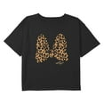 thumbnail image 1 of Girl's Mickey & Friends Animal Print Minnie Mouse Bow Graphic Cropped T-Shirt Black Large, 1 of 8