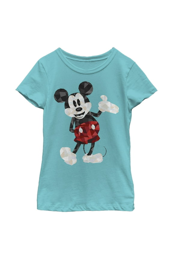 Girl's Mickey & Friends Artistic Mickey Mouse Graphic Tee Tahiti Blue Medium