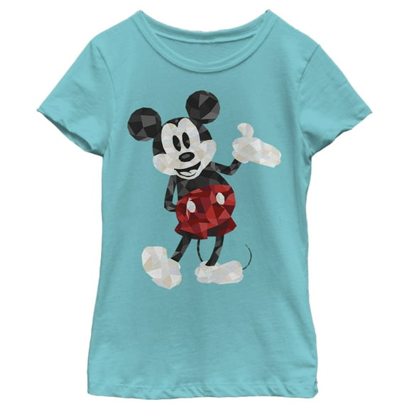 Girl's Mickey & Friends Artistic Mickey Mouse  Graphic Tee Tahiti Blue X Small