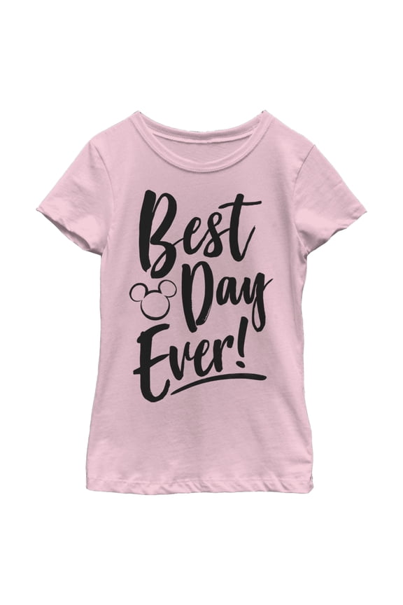 Girl's Mickey & Friends Best Day Ever! Graphic Tee Light Pink Medium