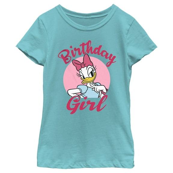 Girl's Mickey & Friends Birthday Girl Daisy Graphic Tee Tahiti Blue X Large