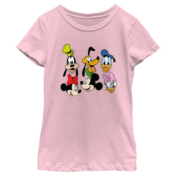 Girl's Mickey & Friends Buddies Lineup Graphic Tee Light Pink Medium