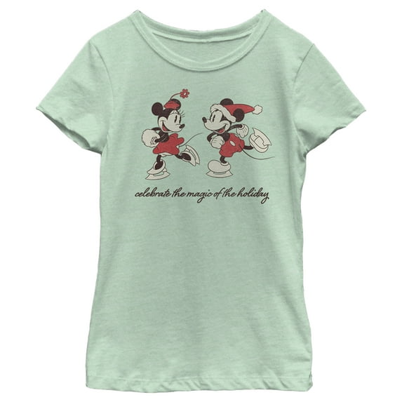 Girl's Mickey & Friends Celebrate The Magic Of Holidays Graphic Tee Mint X Small